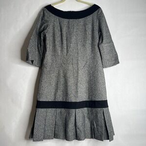 Vintage Pendleton Pleated Dress Size 12 Wool Silk Drop Waist Midi Career Office